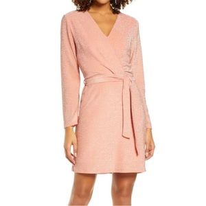 fraiche by J Faux Wrap Dress Metallic